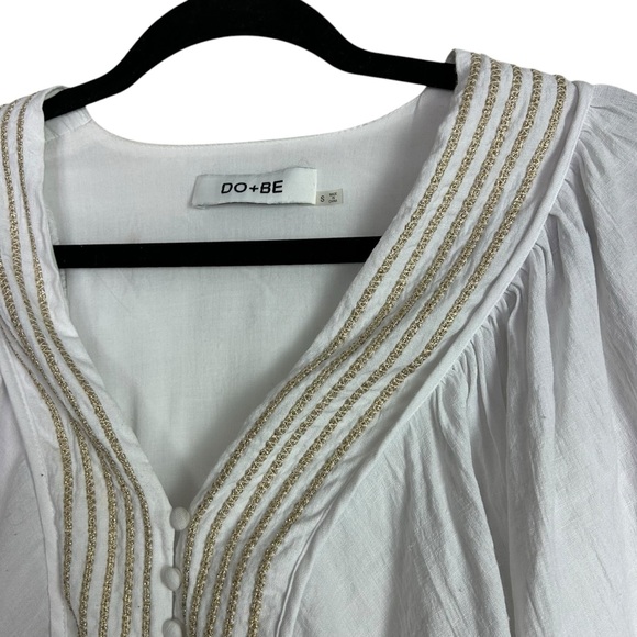 DO+BE I Kambria White Embroidered Tie-Front Top Small - Picture 4 of 10